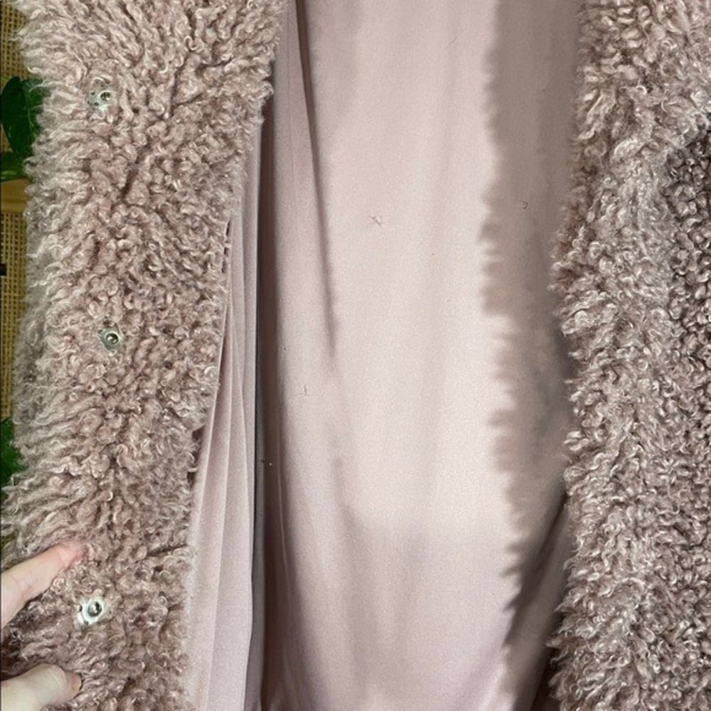 Teddy Faux sheep fur Coat Women S/M Pink Shaggy Jacket - Picture 14 of 16